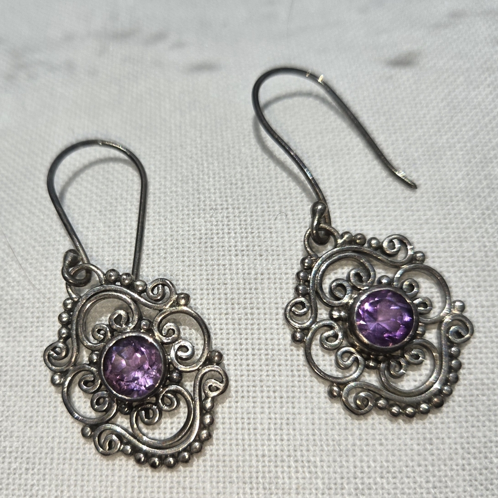 Sterling Silver and Amethyst Earrings